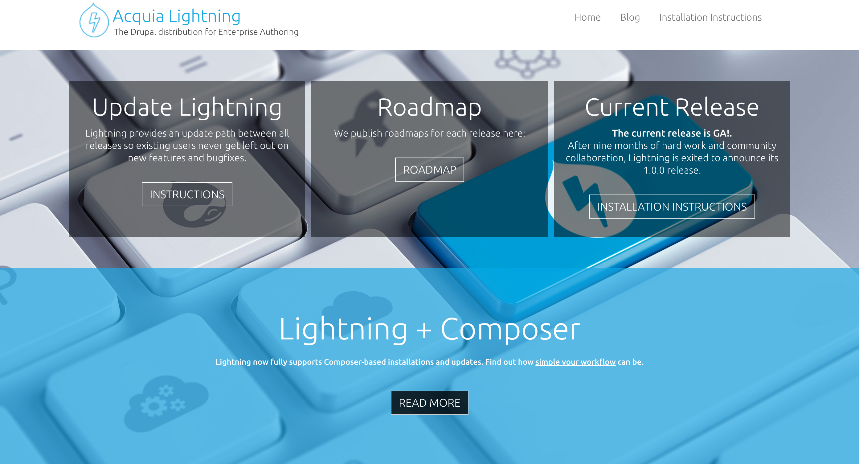 Acquia Lightning's homepage: lightning.acquia.com