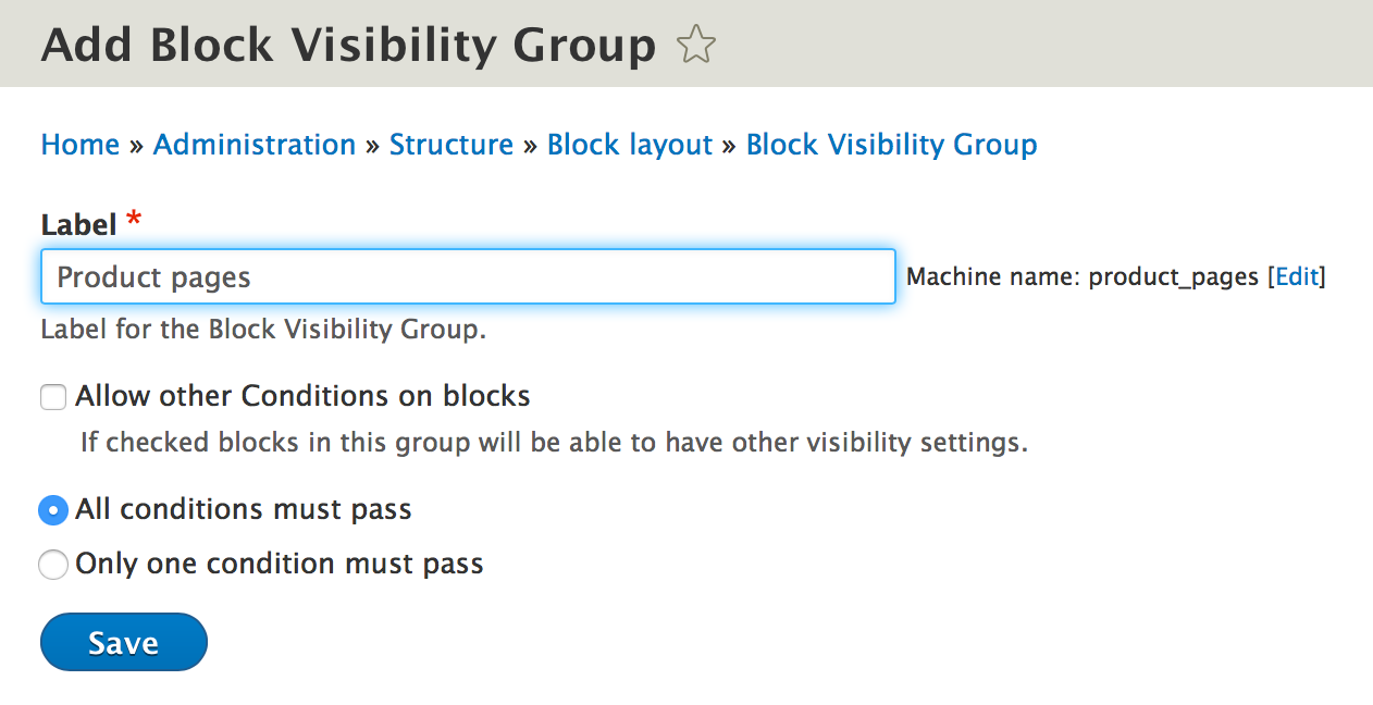 Name the block visibility group