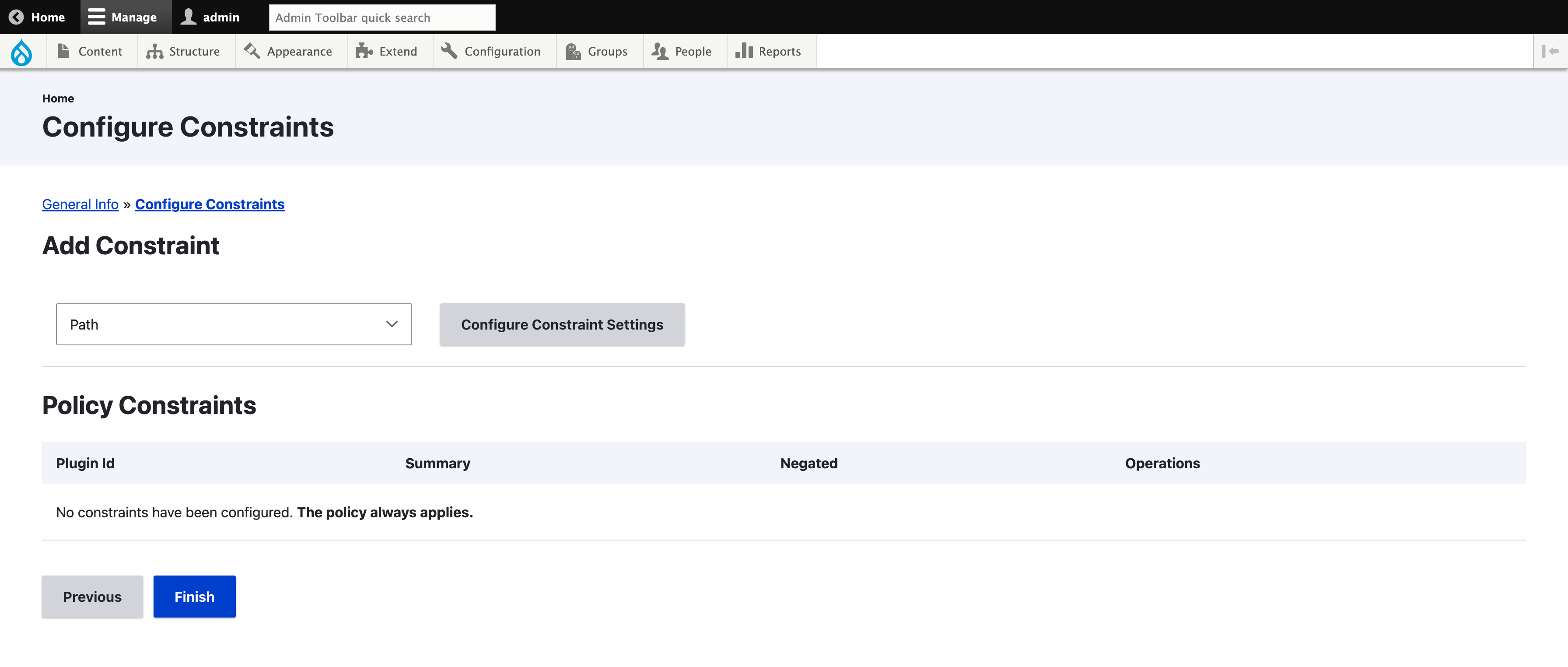 Memory limit policy - create policy step 2