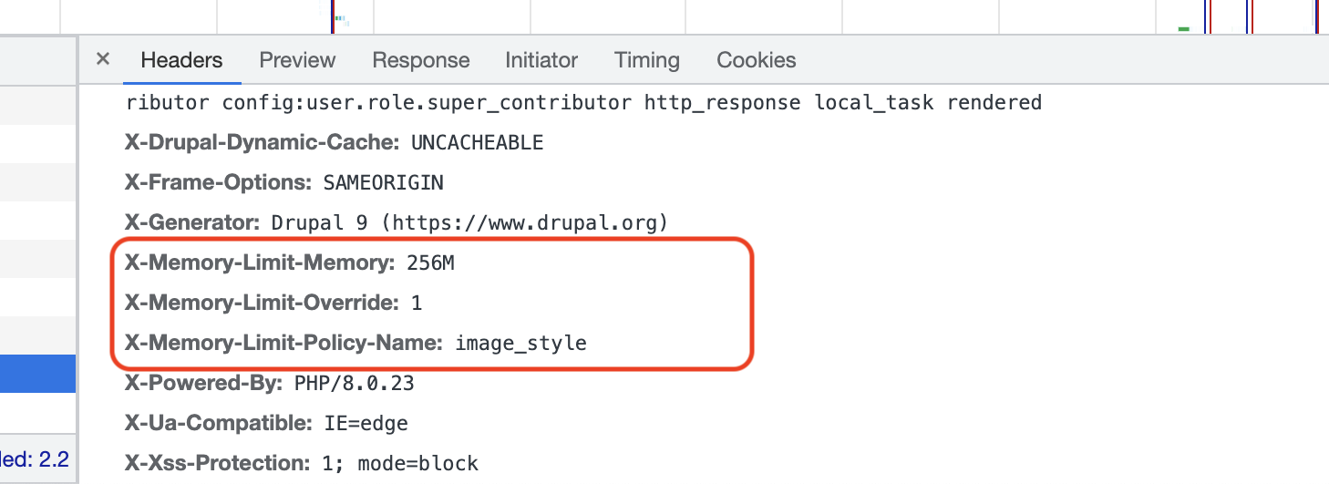 Memory limit policy - Headers 2