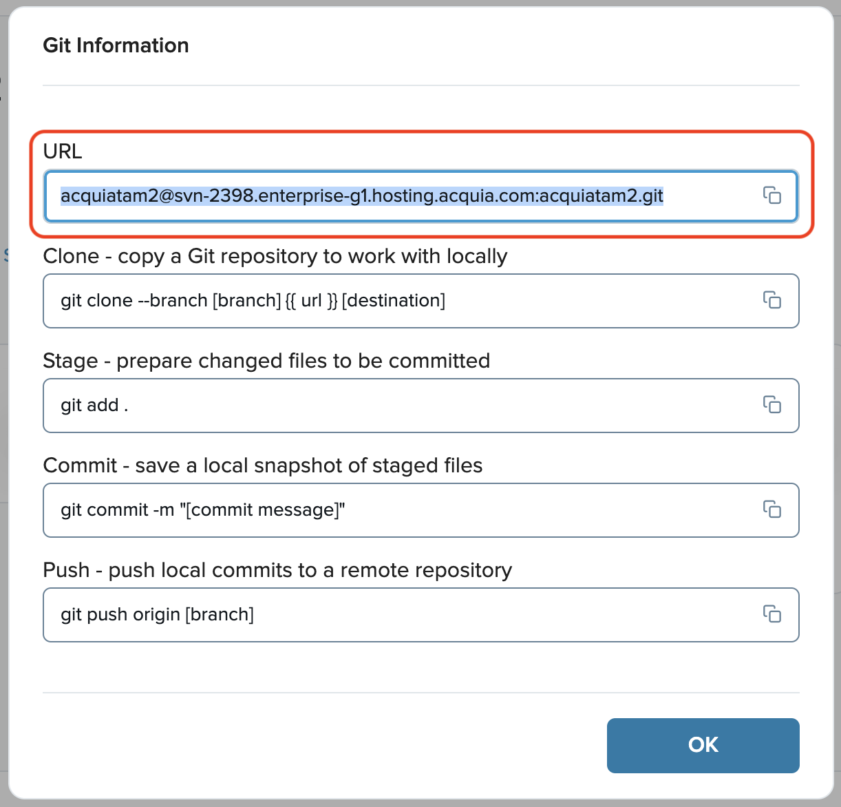 Location of the Acquia repository URL.