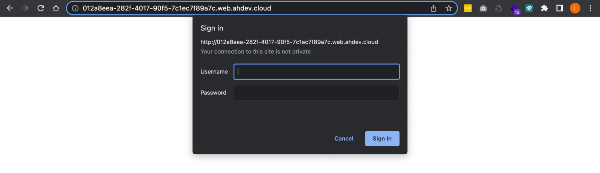 The Shield module username and password prompt.