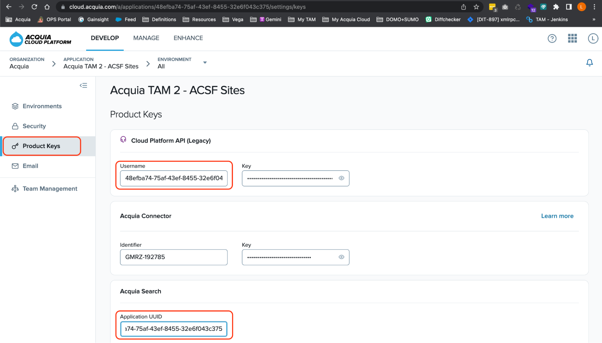 Your Application ID is listed under Username and Application UUID