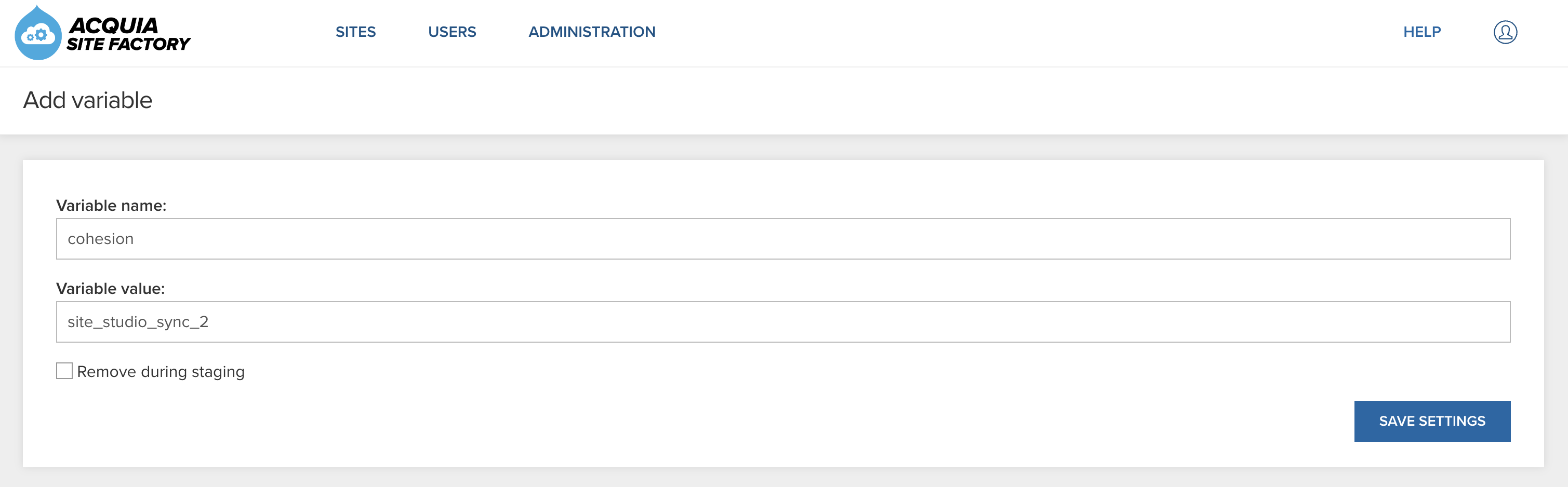 Site Factory site variables