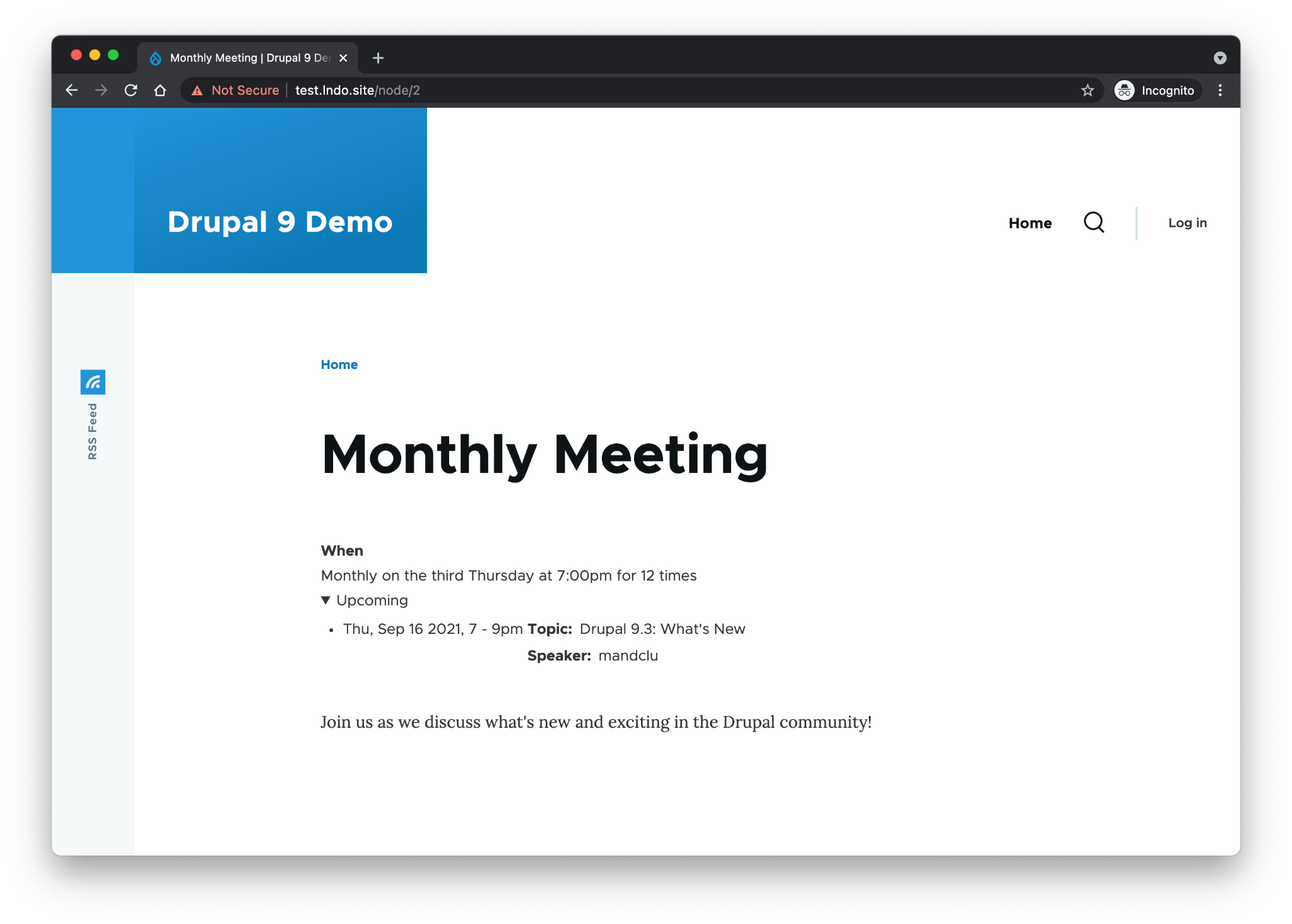 Example output using Date Content’s default structure.